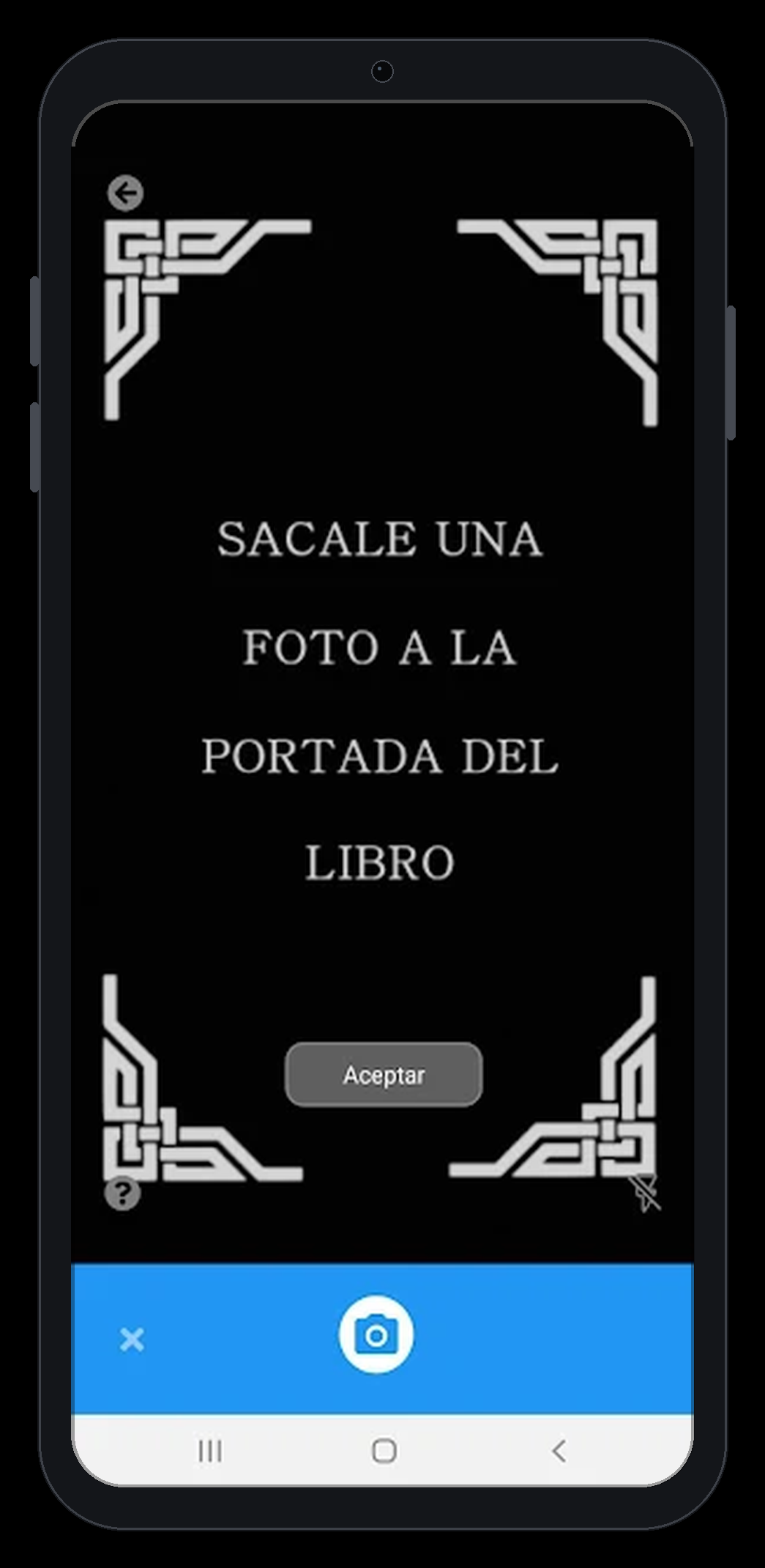 Captura de pantalla: cámara para registrar un libro nuevo